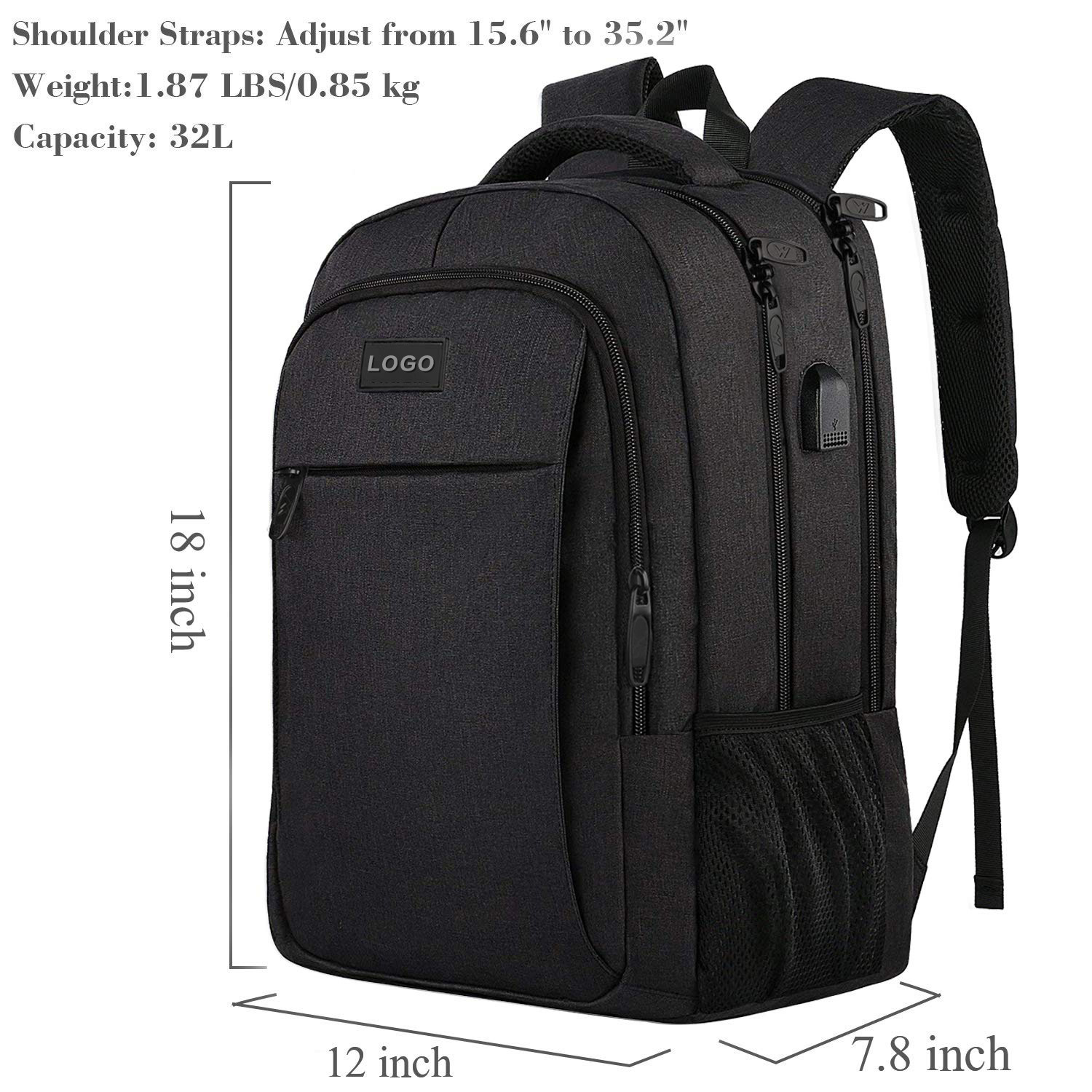USB Commuter Laptop Backpack 32L YT-02169 - view 5