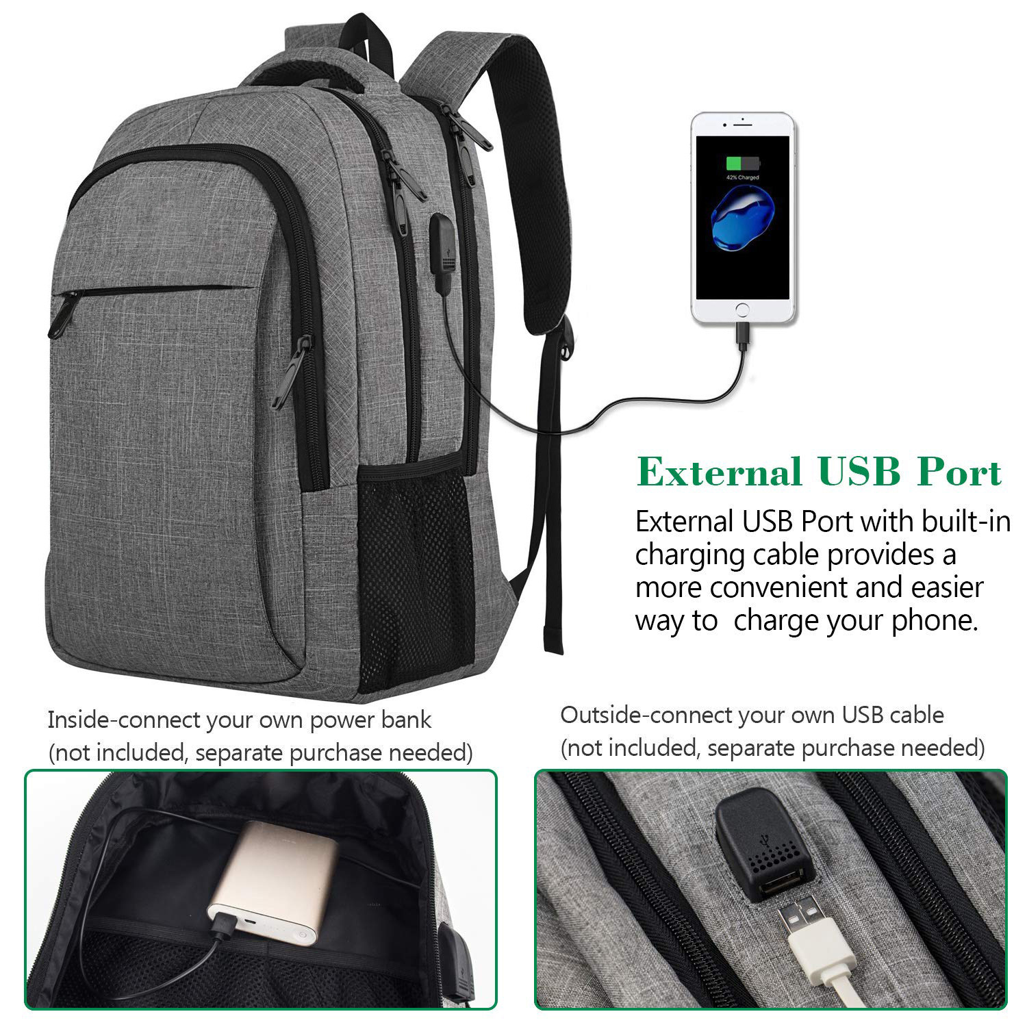 USB Commuter Laptop Backpack 32L YT-02169 - view 7