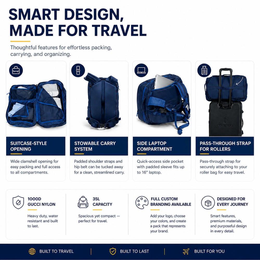 Suitcase-opening 35L travel backpack YT-02195 - view 7