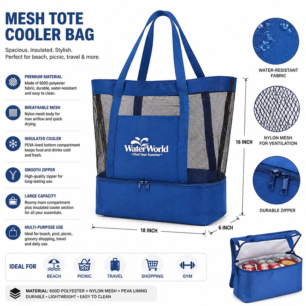 Mesh-Top Insulated Cooler Tote YT-11002 - view 2