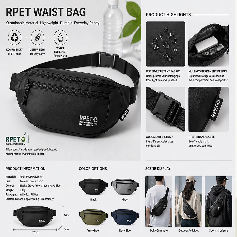 RPET waist bag recycled polyester YT-RPET-02